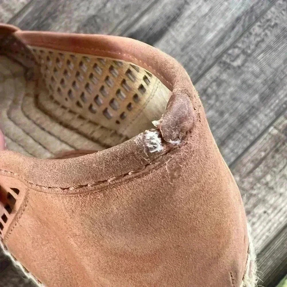 Frye Lee A line perforated espadrille sz 8 Slip on sandal leather jute shoe - Picture 4 of 7